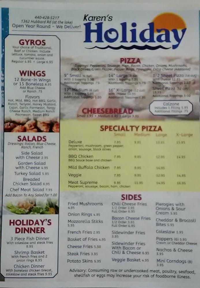 Karen's Holiday Pizza, Ice Cream, Subs & More Menu image 2